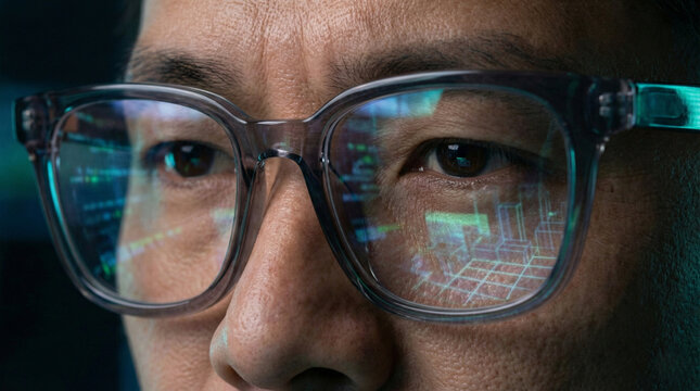 Man with futuristic digital eyes - Powered by Adobe