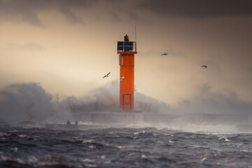 Lighthouse Standing Tall Against Stormy Seas