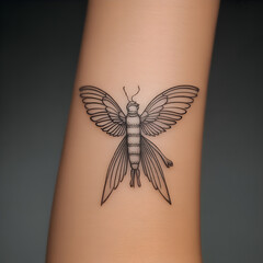 Minimalist Fine-Line Insect Tattoo on Skin