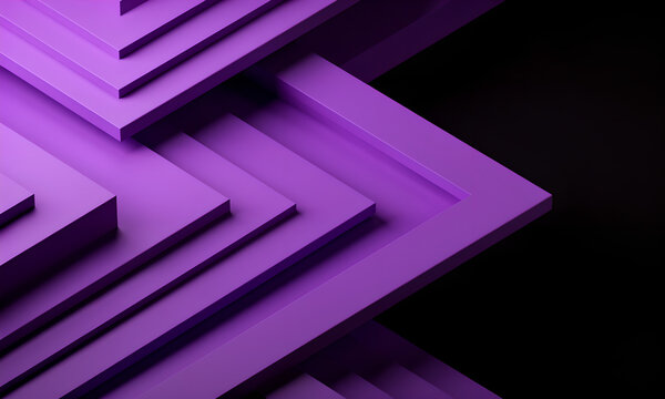 Abstract purple geometric 3D stairs on dark background creating a modern layered pattern design