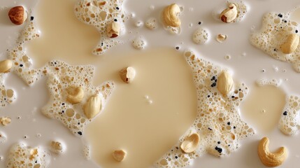 Close-up view of white chocolate with mixed nuts showing texture and pattern on a plain background ready for design or text placement