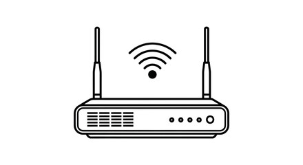 Wireless Wi-Fi Router Icon Line Art Vector