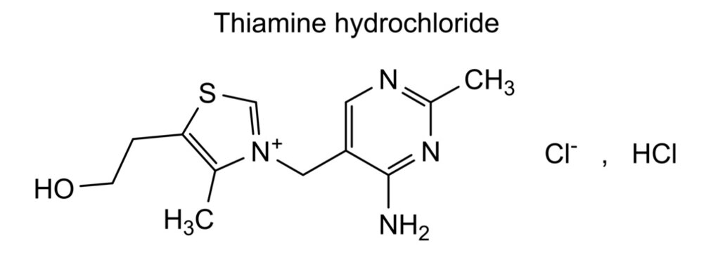 Thiamine hydrochloride, chemical structure of thiamine hydrochloride, drug substance