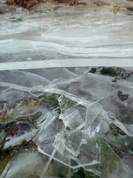 Broken ice on an English pind