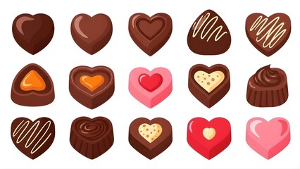 Fototapeta premium an assortment of beautifully crafted chocolate hearts in various shades and designs perfect for gifts or sweet indulgence