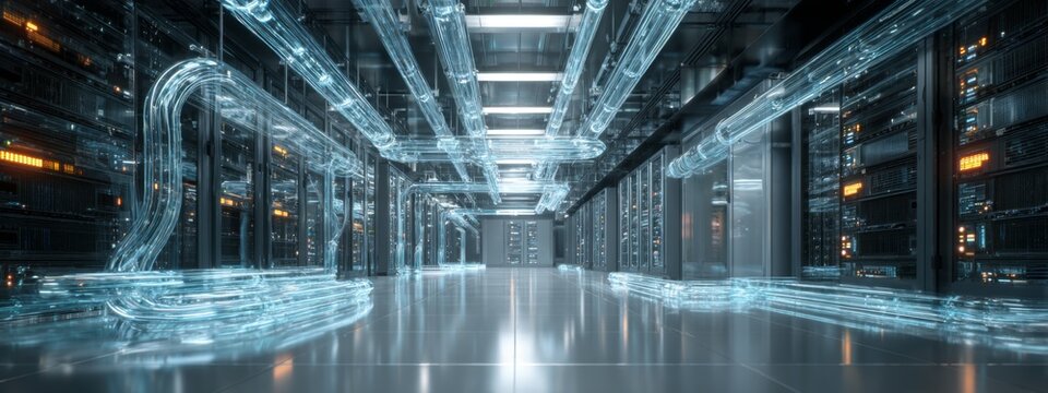 Advanced Data Center with Modern Liquid Cooling Technology for Efficient Tech Solutions