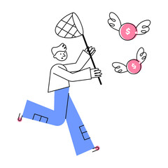 A drawing style illustration depicting chasing