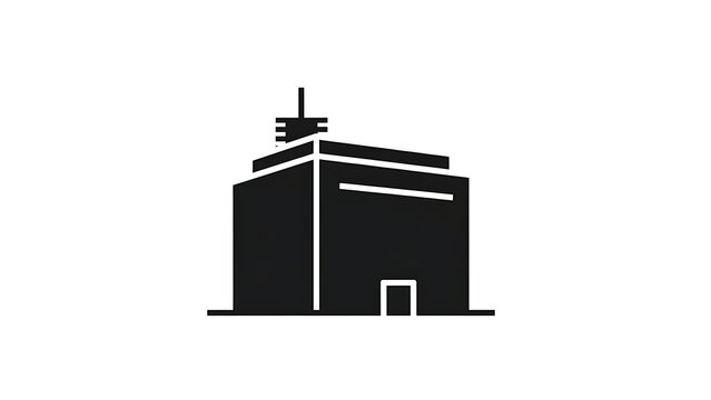 Simple black and white building icon