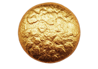 Golden, wrinkled sphere against a dark background