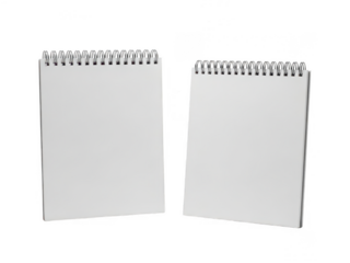 Two blank spiral notebooks side by side isolated on transparent background