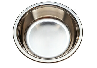 Shiny, stainless steel bowl centered on a black background