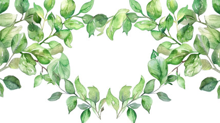 Fototapeta premium Watercolor Green Leaf Frame