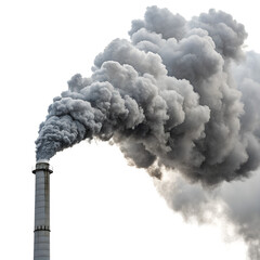 Grey industrial smoke isolated on white background PNG