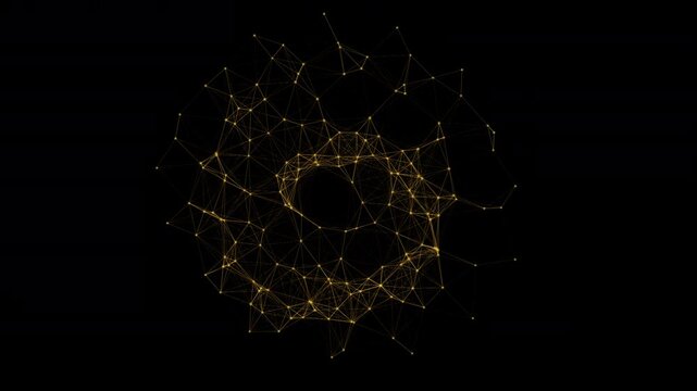 Golden Nodes Data Constellation Network Luxury Finance Blockchain Generative Organic Web Orbiting Distance Connections Loop 4K ProRes 422 HQ