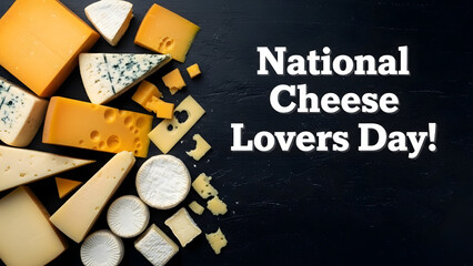 Assortment of Cheese Varieties on Dark Textured Surface