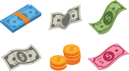 Colorful Currency Icons for Financial Designs