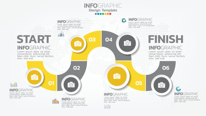 Infographic template with five colorful sections and icons