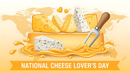 Assortment of cheese wedges with cheese fork and melting cheese