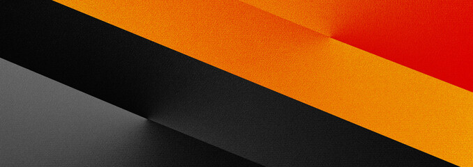 Black dark gray silver fiery red orange gold yellow abstract modern background.Geometric shape.Line stripe diagonal straight triangle angle.Two color contrast.Bright hot glow danger.Design.Wide banner