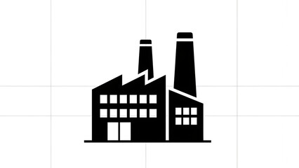 Industrial factory building with two chimneys