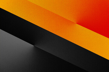 Black dark gray silver fiery red orange gold yellow abstract modern background. Geometric shape. Line stripe diagonal straight triangle angle.Two color contrast.Bright hot glow energy danger.Design ad