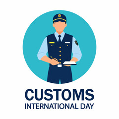 Customs International Day government worker, vector art illustration.