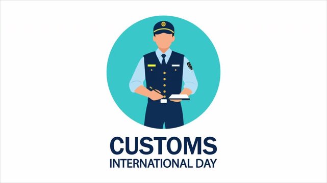Customs International Day government worker, art video illustration. - Powered by Adobe