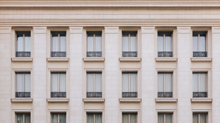 Fototapeta premium Symmetrical Facade of Elegant Residential Building 