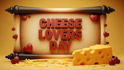 Cheese Lovers Day celebration with Swiss cheese and red hearts