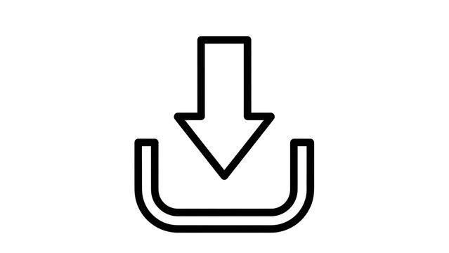Black and white download icon with arrow pointing down