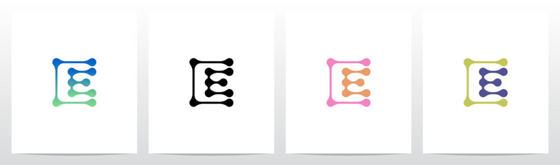 Lines Dots Abstract Organic Shape Letter Initial Logo Design E