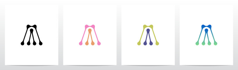 Lines Dots Abstract Organic Shape Letter Initial Logo Design A