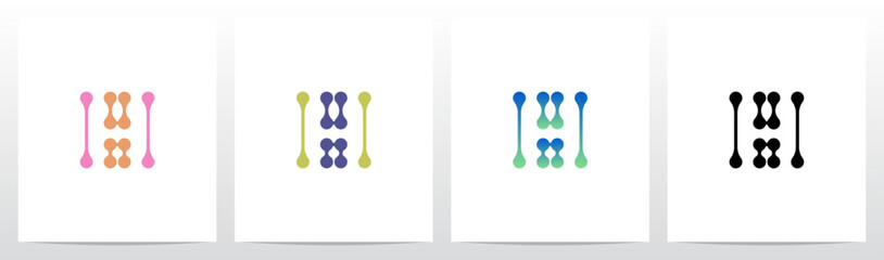 Lines Dots Abstract Organic Shape Letter Initial Logo Design H