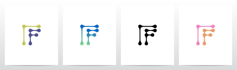 Lines Dots Abstract Organic Shape Letter Initial Logo Design F