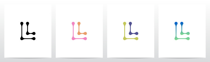 Lines Dots Abstract Organic Shape Letter Initial Logo Design L