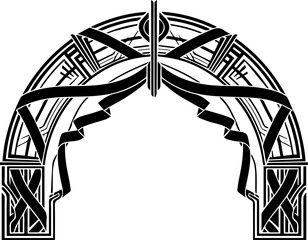 Elegant Art Deco archway design evokes 1920s glamour, perfect for vintage themes, Gatsby parties, and sophisticated invitations with a touch of timeless style