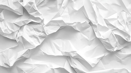 A close-up view of crumpled white paper with many creases and folds