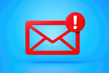 Email Message Alert Symbol on Blue Background Digital Concept