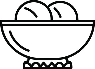 Ice Cream Scoops in Bowl Icon - Sweet Dessert Outline