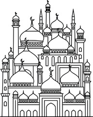 Islamic Mosque Architecture Outline - Decorative Silhouette