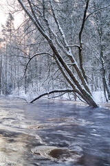 river in cold winter day