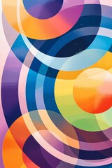 Obraz premium Colorful Abstract Composition with Overlapping Geometric Circles and Halftone Patterns