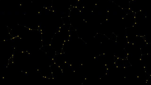 Golden Particles Constellations Plexus Network Gold Nodes Amber Lines Global Data Neural Financial Floating Pulse Loop 4K ProRes 422 HQ