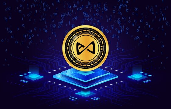 axie infinity-axs virtual currency image in the digital background. 3d illustrations.