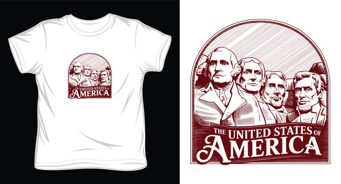 The united states of america patriotic vintage design featuring presidents on mount rushmore historical landmark
