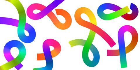 Abstract Rainbow Gradient Ribbon Shapes with Colorful Flowing Curves Modern Wave Background Vector Illustration