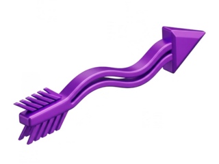 Vibrant purple segmented arrow pointing upwards isolated on transparent background