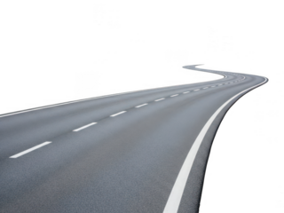 Empty highway stretching into the distance isolated on transparent background