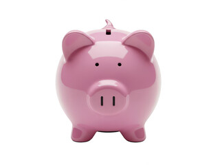 Obraz premium Bright pink piggy bank standing alone isolated on transparent background