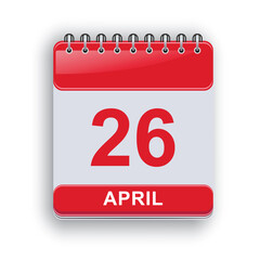 April 26 Daily Calendar Template Flat Design